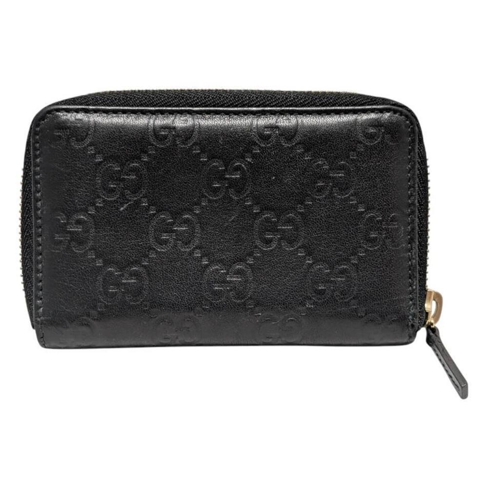 Gucci Leather Purse Card Holder Coin Case shima GG Black Business